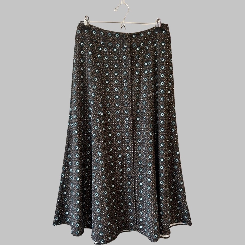 Christopher & Banks Printed Button Front A Line Midi Skirt